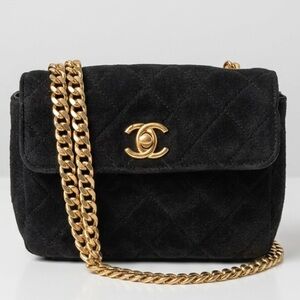 Chanel Vintage Diamond Quilted Mini Single Flap Crossbody Purse W/ Curb Chain